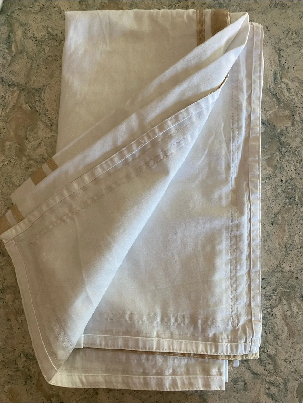 Fieldcrest White Shower Curtain with Beige Trim